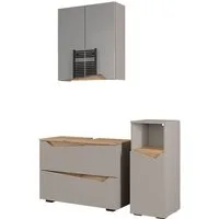 Vicco Badmöbel-Set Marelle, Greige/Artisan, 3 Teile mit Midischrank, (3-St., 3er Set)