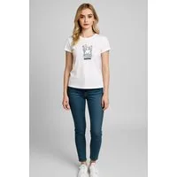 Banco T-Shirt Damen mit Katzen-Print Kurzarm 100% Baumwolle Unifarben