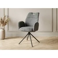 Massivart® Polsterstuhl drehbar 360 Grad, Esszimmerstuhl mit Armlehnen, »CARINA«, Webstoff • Metallgestell schwarz • komfortabel gepolstert