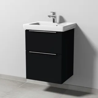 Sanipa 3way Waschtischunterbau zu Villeroy & Boch Subway 2.0 Waschtisch mit 2 Auszügen, Schwarz-Matt UF61008