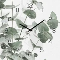Levandeo® Wanduhr (Wanduhr 30x30cm Alu-Dibond Eukalyptus Blätter Alubild Uhr Wandbild)