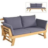 COSTWAY Gartenbank 4-in-1 XXL, mit Liegefunktion, Auflage, 198x75x75cm, 320kg