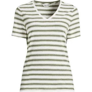 Soft Flow Shirt aus Leinenmix mit V-Ausschnitt in Plus-Größe, Damen, size: plus, Elfenbein, Leinen/Baumwolle Modal, by Lands' End