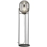 FISCHER & HONSEL LED Stehlampe mit Rauchglas Lampenschirm, Höhe 110cm, Dimmfunktion, LED wechselbar, Warmweiß, klein-e Industrial Style Bodenlampe dimmbar, Stehleuchte mit Metallfuß