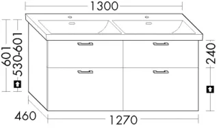 Burgbad WTU.-Schr. Sys30 PG1 Aqua 601x1270x460 Veloursgrau Matt, WYLH127F6431 WYLH127F6431