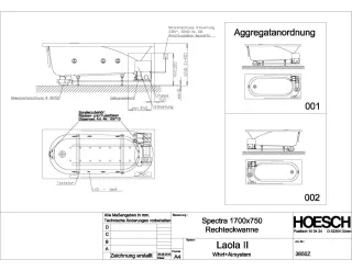 Hoesch Whirlwanne Spectra Rechteck 1700x750 mit System Laola II Whirl+Air 3650Z.010305001