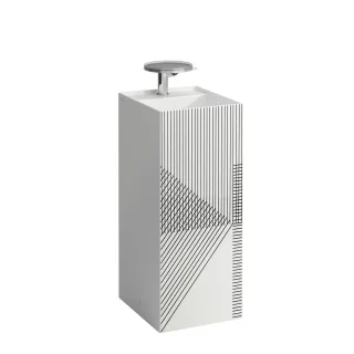 LAUFEN Waschtisch, freistehend Kartell, 3 Hahnlöcher, ohne Überlauf 375x435x900 Liniennetz, grau, H8 H811331D011581