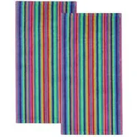 Cawö Handtuch 2 Stück Cawö Life Style Handtücher 7048-84 Streifen multicolor 50x100, Walkfrottier (2-St), 100% Baumwolle