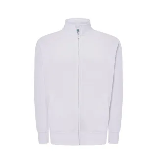 JHK - Sweatshirt Durchgehender Reißverschluss für Herren/Damen Unisex (Weiß)