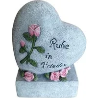 relaxdays Dekofigur Grabschmuck Herz mit Spruch, grau