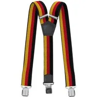 Fabio Farini Hosenträger 4cm Breites Y-Design verstellbar mit extra starken Clipverschluss, Schwarz/Rot/Gelb