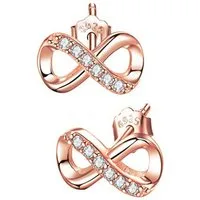 Limana Paar Ohrstecker 5x10mm kleine 925 Silber Unendlichkeit Infinity Ohrringe Zirkonia (inkl. Geschenkdose mit Herz Gravur), Liebesgeschenk Liebe Geschenk für Sie Frauen Damen Freundin Mutter Oma