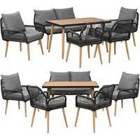 Swing&Harmonie Gartenlounge-Set für 4-6 Personen mit Tisch, Sofa, Stühle, Esstisch, (wetterfest, WPC-Tischplatte, Seilgeflecht Lounge, inkl. Kissen Sienna Garten Sitzgruppe), Outdoor Essgruppe