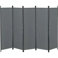 en.casa Paravent, »Huesca« Spanische Wand 5-teilig Sichtschutz 250x171cm Dunkelgrau