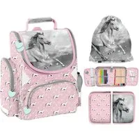 PASO Schulranzen Set 3 teilig Tornister Elsa Pferd Gamer Nasa Fußball Spiderman Stitch (3 er Set)