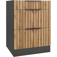 KOCHSTATION Unterschrank KS-Lagos Breite 60 cm, 1 Schubkasten, 2 Auszüge
