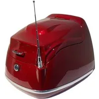 Alpha Motors Topcase Retro Firenze, Motorroller Zubehör, verschließbar, rote Chromoptik
