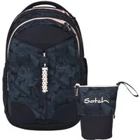 Satch Schulranzen Schulrucksack-Set MATCH Midnight Jungle 2-teilig (2-teilig), Schulranzen, ergonomisch, 30 + 5 Liter, 4 Fächer