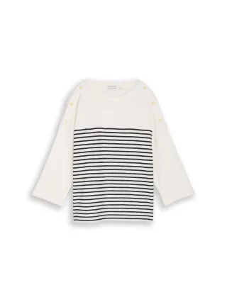 Tom Tailor - Langarmshirt mit Streifenmuster offwhite navy blue stripe - Gr. - XXXL