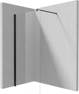 Neuesbad Walk-In Dusche Wand, Weißglas transparent mit Abdeckung, Schwarz, 100 cm NB1DEKTSN30P1