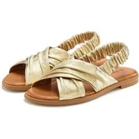 LASCANA Sandalette, Sommerschuh, offener Schuh, Pantolette Sandale aus Leder mit elastischen Riemchen