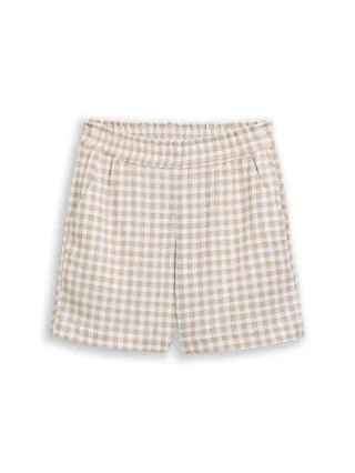 Denim Tom Tailor - Crinkle Relaxed Fit Shorts beige white vichy - Gr. - S
