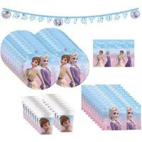 Procos Einweggeschirr-Set 54-tlg. Frozen 2 Wind Spirit Party Set für Kindergeburtstag, 8 Personen