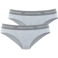Copenhagen Studios Bikinislip mit softem Logobund (2er-Pack) aus gerippter Bio-Baumwollqualität