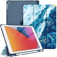 Fintie Tablet-Hülle für iPad 9. Gen 2021/8. Gen 2020/7. Gen 2019 10.2 Zoll mit Stifthalter, ultradünne leichte Case mit transparenter Rückseite & Auto Schlaf/Wach