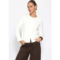 SASSYCLASSY Cardigan Strickjacke mit Volants für Damen Verspielter Cardigan mit Knopfleiste und gerippten Bündchen