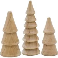 Spetebo Dekofigur Holz Deko Tannenbäume zum Hinstellen (3er Set, 1 St., 12 / 10 / 8 cm), Tischdekoration zu Weihnachten