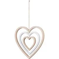 Levandeo® Windspiel, Deko Herz Mobile H35cm Windspiel MDF Holz Natur Weiß Holzherz