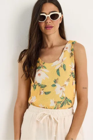 Floral U-Ausschnitt Ärmelloses Top