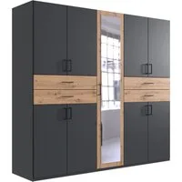 Wimex Kleiderschrank Taiga Kleiderschrank mit Spiegel mit Schubladen auf bequemer Höhe, Garderobe Schlafzimmerschrank