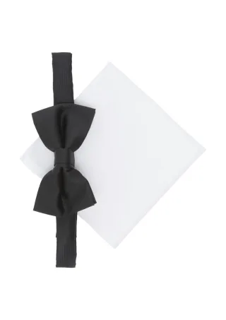 s.Oliver BLACK LABEL - Elegantes Set aus Fliege und Einstecktuch schwarz/weiß - Gr. - 1