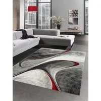Carpetia Teppich Teppich modern Wohnzimmerteppich abstrakt in grau rot, rechteckig, Höhe: 13 mm