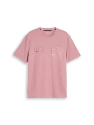 Tom Tailor - T-Shirt mit Waffelstruktur dusty rose - Gr. - L