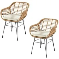 Kobolo 4-Fußstuhl Gartenstühle Stuhl Stühle RETRO inkl Kissen S/2 (Polyrattan, 2 St)
