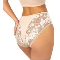 Donna Taillenslip 273 (2-St) Damen 2er Pack Taillen Slips Unterhosen florale Spitze Baumwolle