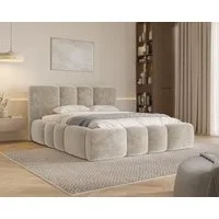 MOEBLO Polsterbett 26 Wolke (mit Stauraum und Metallrahmen und Lattenrost Wolkenbett aus Chenille Strukturstoff - 160 x 200), - (BxHxT): 168/188/208 x 100 x 230 cm