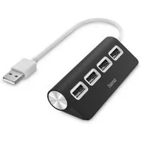 Hama USB-Hub mit 4 USB-A Ports, USB-A Stecker, 480 Mbit/s, 15 cm Kabellänge USB-Adapter USB Typ A, 15 cm, Verbinden von PC, Notebook, Tablet mit USB-Stick, Tastatur, Drucker