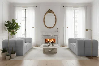 Sofaset Designersofa SOLVIE 2-2 in Stoff Moly Hellgrau