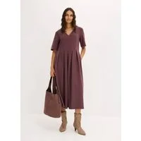 bonprix Shirtkleid mit V-Ausschnitt, Kurzarm, Loose Fit