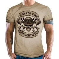 GASOLINE BANDIT® T-Shirt im Biker Racer vintage retro used Look Style: Sons of the Seventies
