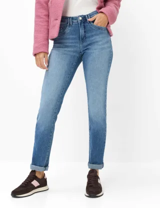 Brax Damen Five-Pocket-Hose Style CAROLA USED LIGHT BLUE, denim hellblau, Gr. 46L