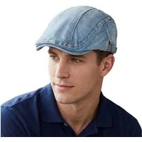 LuxusKollektion Schiebermütze Schiebermütze Jeans Herren Damen Gatsby Flatcap M-L A1# Hellblau