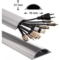 Hama Hama PVC 1m Kabelleiste Leitungskanal Grau Computer-Kabel, Kein, (100 cm), Kabelkanal halbrund Sockel Wand Boden Aufputz TV Beamer PC Audio HiFi