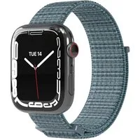 EAZY CASE Smartwatch-Armband Nylon Band für iWatch 11 10 9 8 7 6 5 4 3 2 SE Ultra, Uhrenarmband Watch Series 44mm - 49mm Unisex Klettverschluss Blau Grau