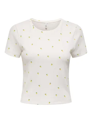 ONLY - ONLFENJA S/S AOP TOP JRS NOOS Cloud Dancer - Gr. - S