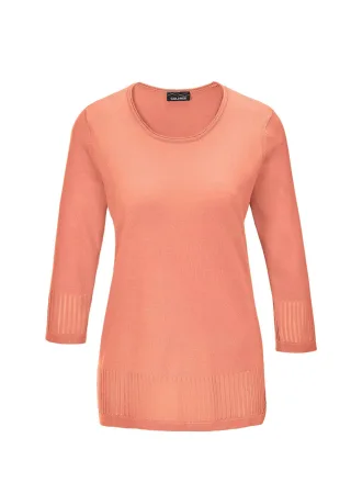 GOLDNER 3/4 Arm-Pullover "Kurzgröße Ajour-Pullover mit Durchbrüchen" Ohne